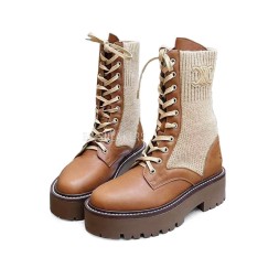 Celine Woman Knitted Boots Brown