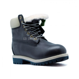 Женские ботинки с мехом Timberland Navy Leather