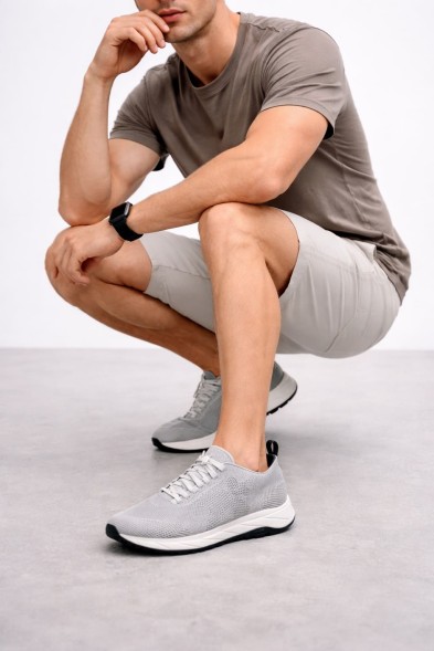 Мужские кроссовки Kiton Patterned Jacquard Grey