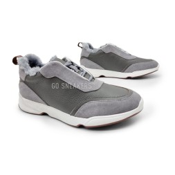 Loro Piana Man Winter Sneakers Leather Suede Grey