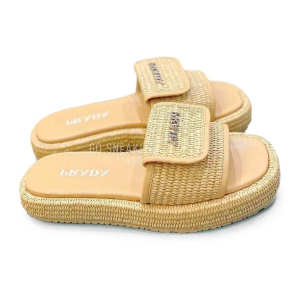Женские шлепанцы Prada Flip Flop Rafia Beige