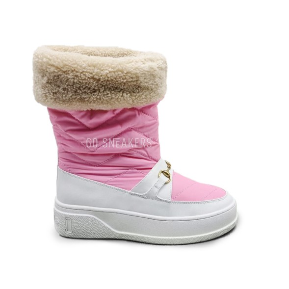 Женские зимние сапожки Gucci Snow Chunky White/Pink