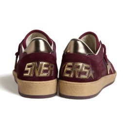 Golden Goose Ball Star Burgundy Suede with Crystal Star and Metallic Heel Tab