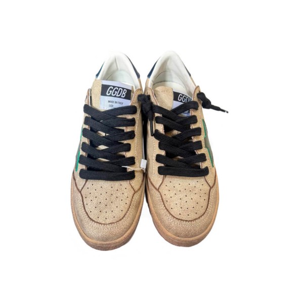 Унисекс кеды Golden Goose Ball Star in Aged Nappa with Green Leather Star and Blue Heel Tab