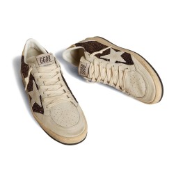 Golden Goose Ball Star in Glitter with Leather Star and Metallic Heel Tab