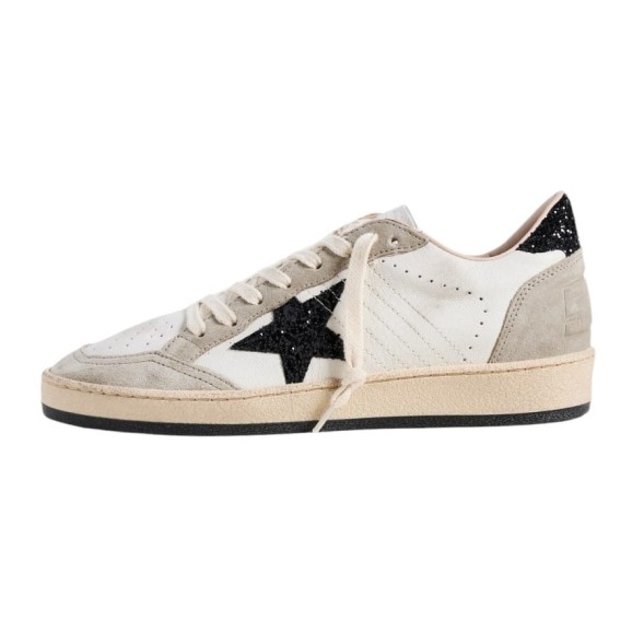 Женские кеды Golden Goose Ball Star in Nappa and Suede with Black Glitter Star and Heel Tab