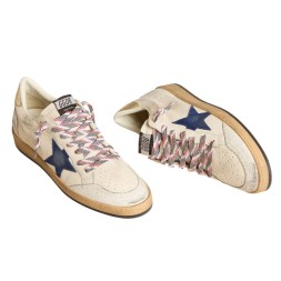 Golden Goose Ball Star in Nappa with Blue Star and Platinum Heel Tab