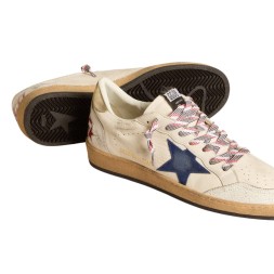 Golden Goose Ball Star in Nappa with Blue Star and Platinum Heel Tab