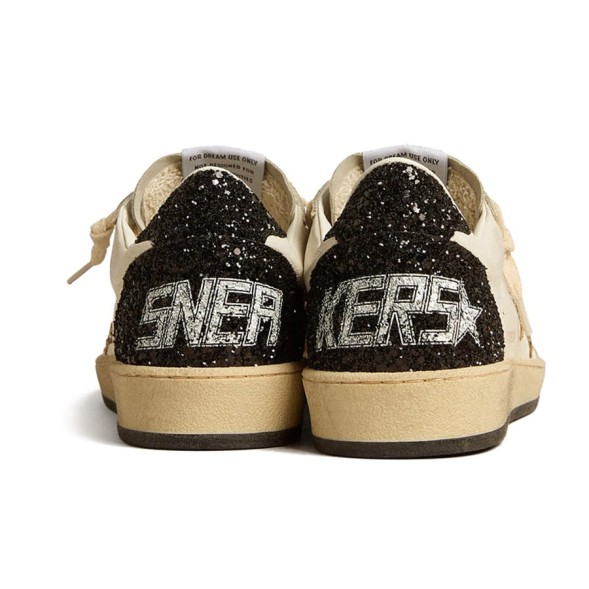 Женские кеды Golden Goose Ball Star in Nappa with Gold Glitter Star and Black Heel Tab