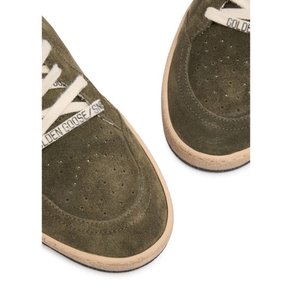 Женские кеды Golden Goose Ball Star Olive Suede with Silver Glitter Star