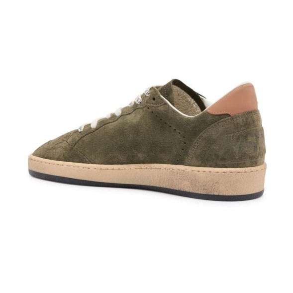Женские кеды Golden Goose Ball Star Olive Suede with Silver Glitter Star