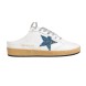Женские сабо Golden Goose Ball Star Sabot in White Nappa with Blue Crystal Star