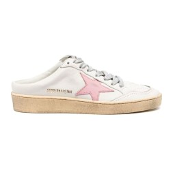 Golden Goose Ball Star Sabot in White Nappa with Old Rose Leather Star