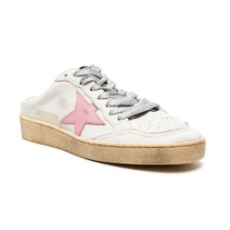 Golden Goose Ball Star Sabot in White Nappa with Old Rose Leather Star