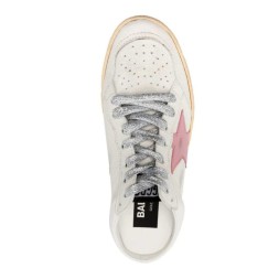 Golden Goose Ball Star Sabot in White Nappa with Old Rose Leather Star