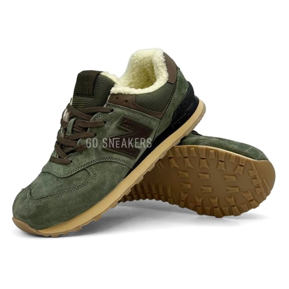 Мужские зимние кроссовки New Balance 574 Suede Winter Khaki