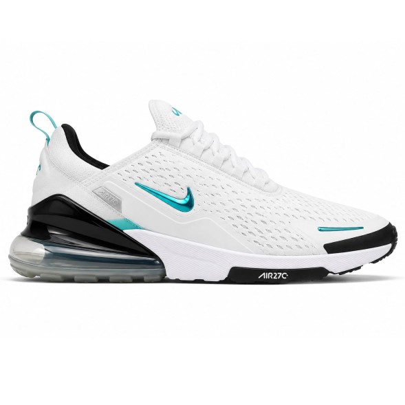 Унисекс кроссовки Nike Air Max 270 White/Black Turquoise Swoosh