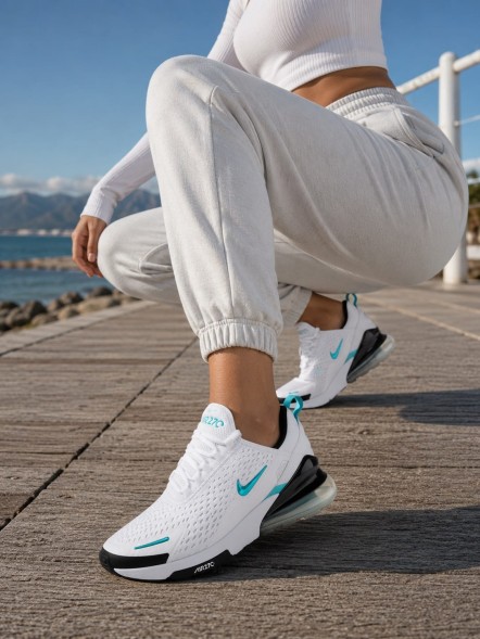 Унисекс кроссовки Nike Air Max 270 White/Black Turquoise Swoosh
